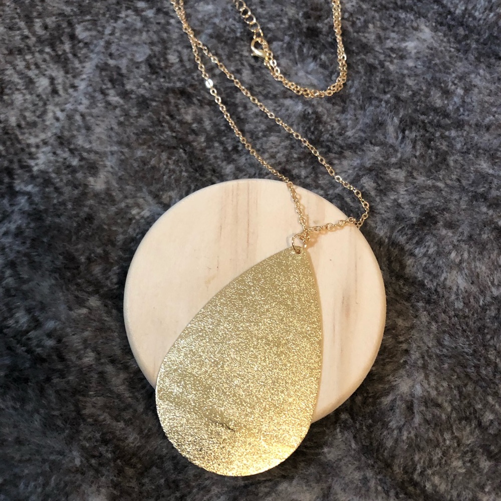 Emma Long Gold Teardrop Necklace